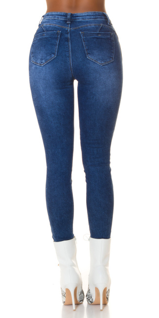 gebruikte used look skinny jeans hoge taille blauw